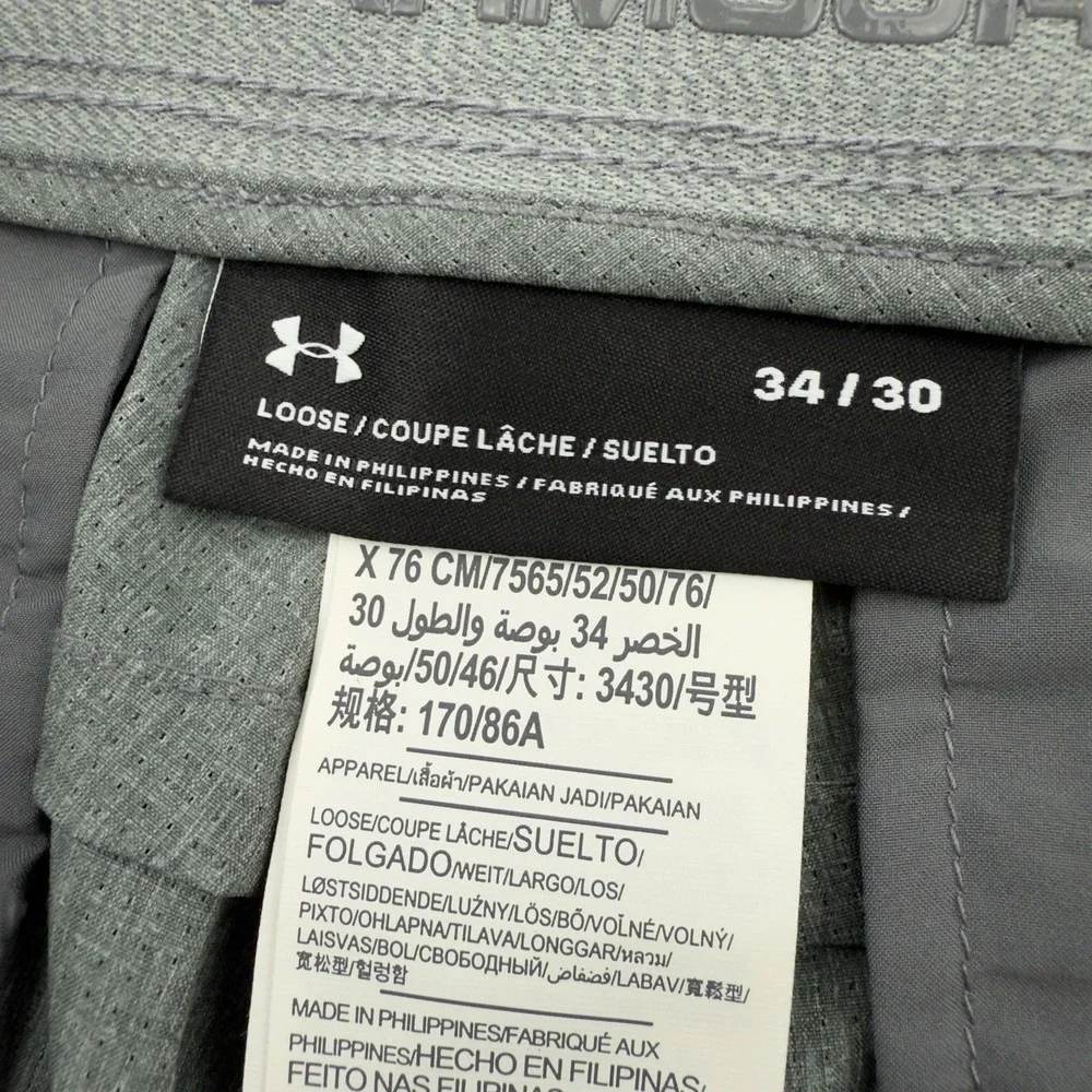 Under Armour Heather Green Polyester Match Play Flat Front Chino Pants Men 34x30